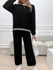 Round Neck Dropped Shoulder Top and Pants Sweater Set (5 COLOR OPTIONS)