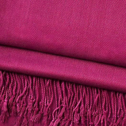 Solid Sustainable Viscose Fringe Shawl Scarf - Fuchsia