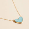 Gold Heart Druzy Stone Charm Short Necklace: White AB