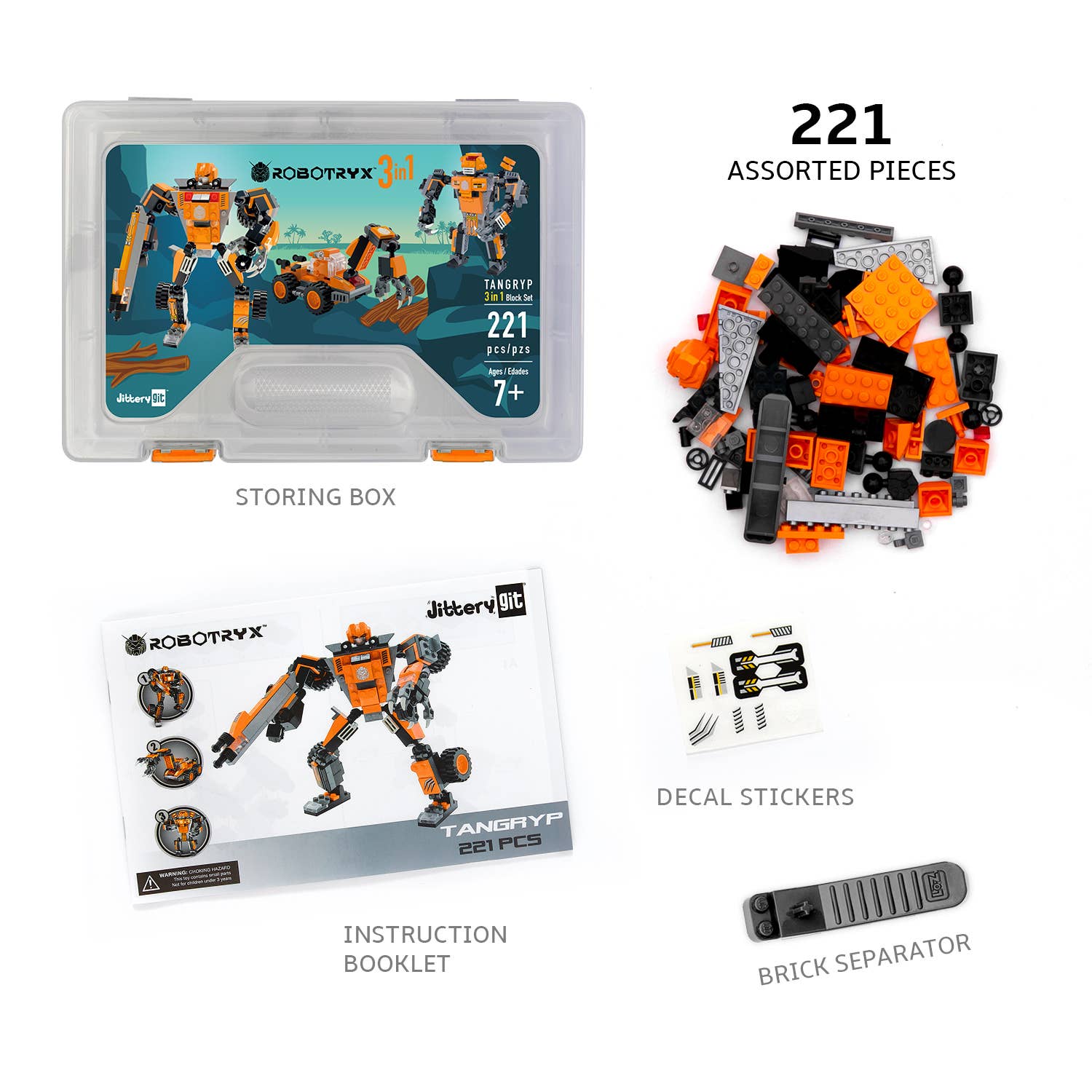 Robotryx Block Builder Set 3-in-1 (221pcs), 6Y-Adult