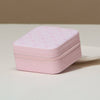 Leatherette Travel Square Jewelry Box - Pink Bow Pattern