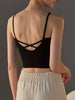 Women's/ Teens Essential Built-In Bra Criss Cross Tank Top - Black
