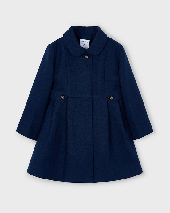 4440 Mini Girls Classic Formal Dress Wool Coat - Navy
