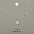 Pave Crystal Stone Pickleball Pendant Necklace: Silver and Clear Crystal