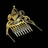 Marquise Stone Pointed Rhinestone Paved Princess Mini Tiara with Comb: Gold Clear
