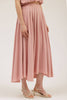 Women's Box Pleated Midi Length Skirt - Light Blush Pink
