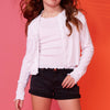Mini/Tween Girls Lettuce Edge Pointelle S/S Shirt: Ballerina Pink
