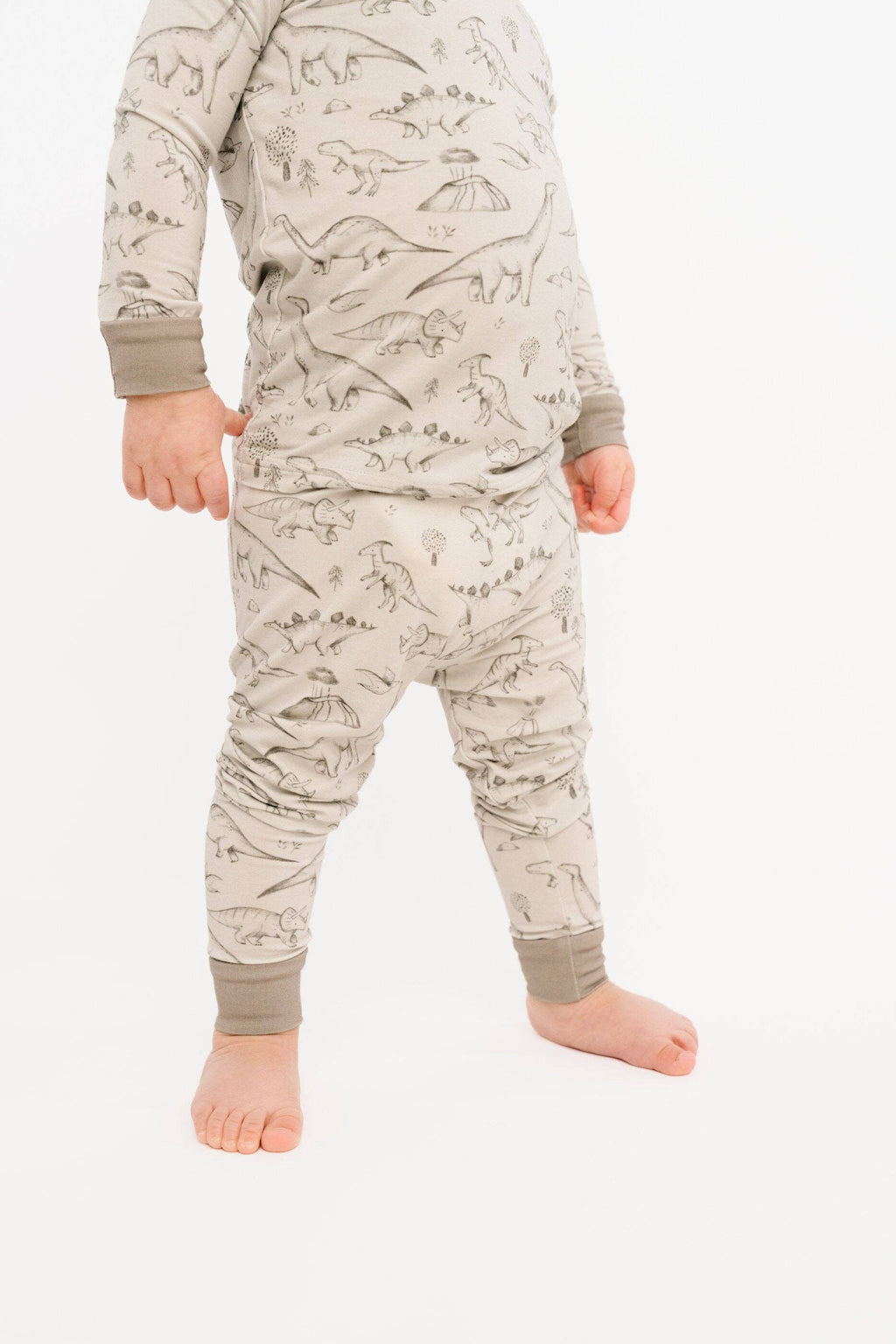 Bamboo 2PC L/S Kids PJs - Dino Doodles Grey