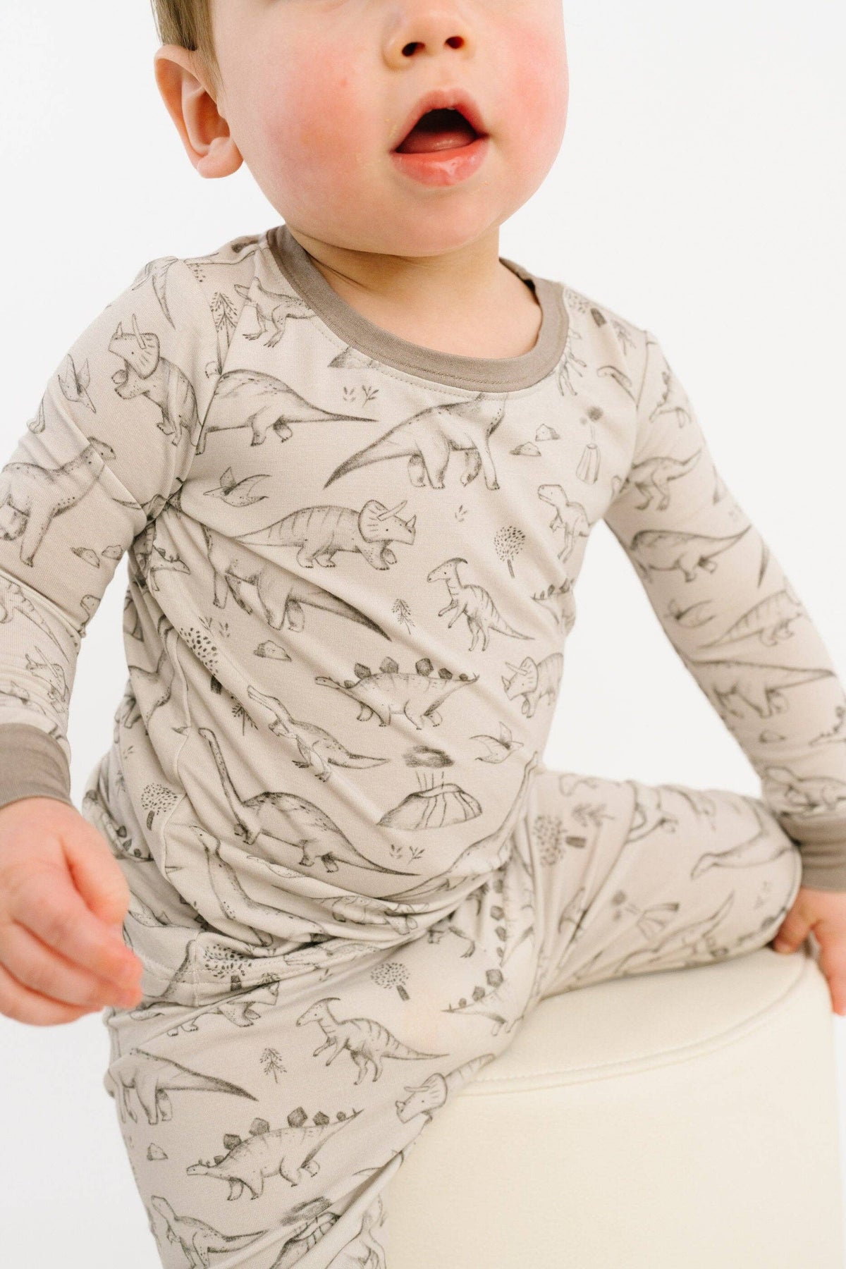 Bamboo 2PC L/S Kids PJs - Dino Doodles Grey