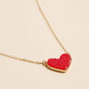 Gold Heart Druzy Stone Charm Short Necklace: White AB