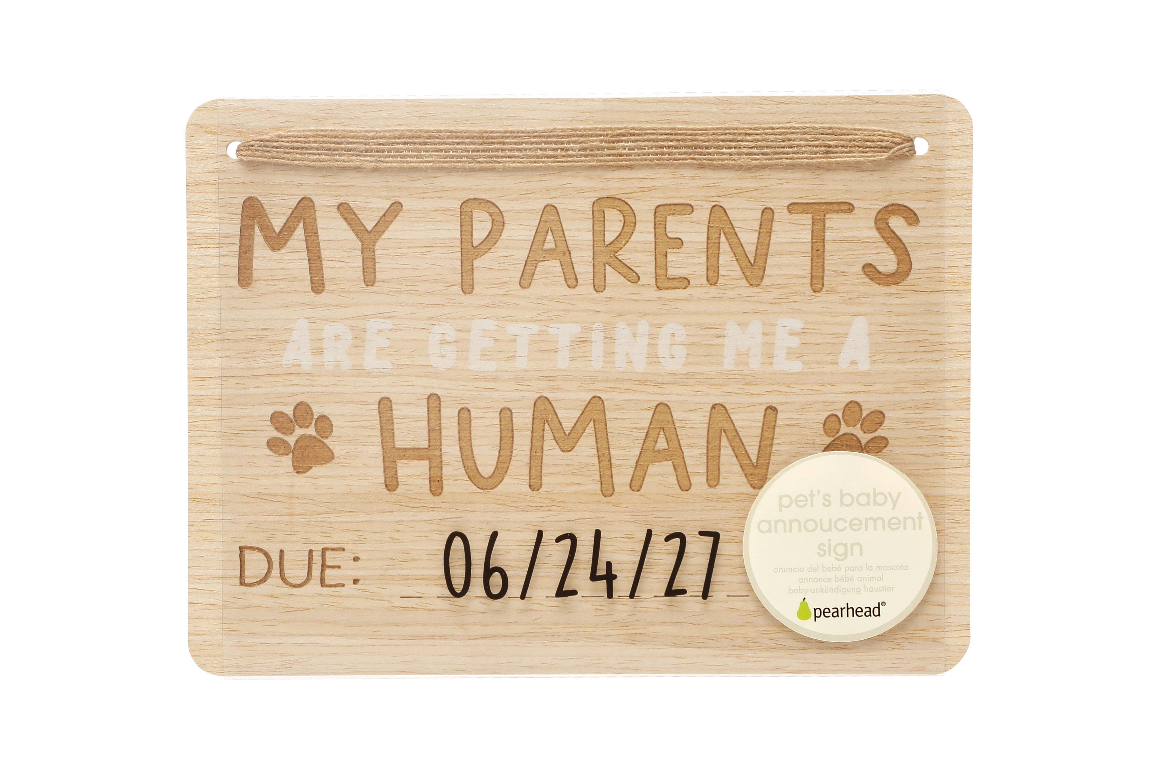 Baby Announcement: Wooden Pet Parent Human Baby Pregnancy Announcement Customizable Sign