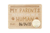 Baby Announcement: Wooden Pet Parent Human Baby Pregnancy Announcement Customizable Sign