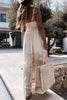 Women's Crochet and Lace Detail Tassel Tie Maxi Dress - Natural Shell