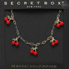 14K Gold Dipped Charm Station Paperclip Chain Necklace: Cherries, 14K Gold