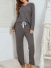 Notched Long Sleeve Top and Pants Set