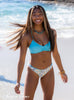 Tween/Teen Reversible Eco-friendly Sustainable Swim Bottom - Santorini Blue Tile/Mediterranean Blue, Full Coverage