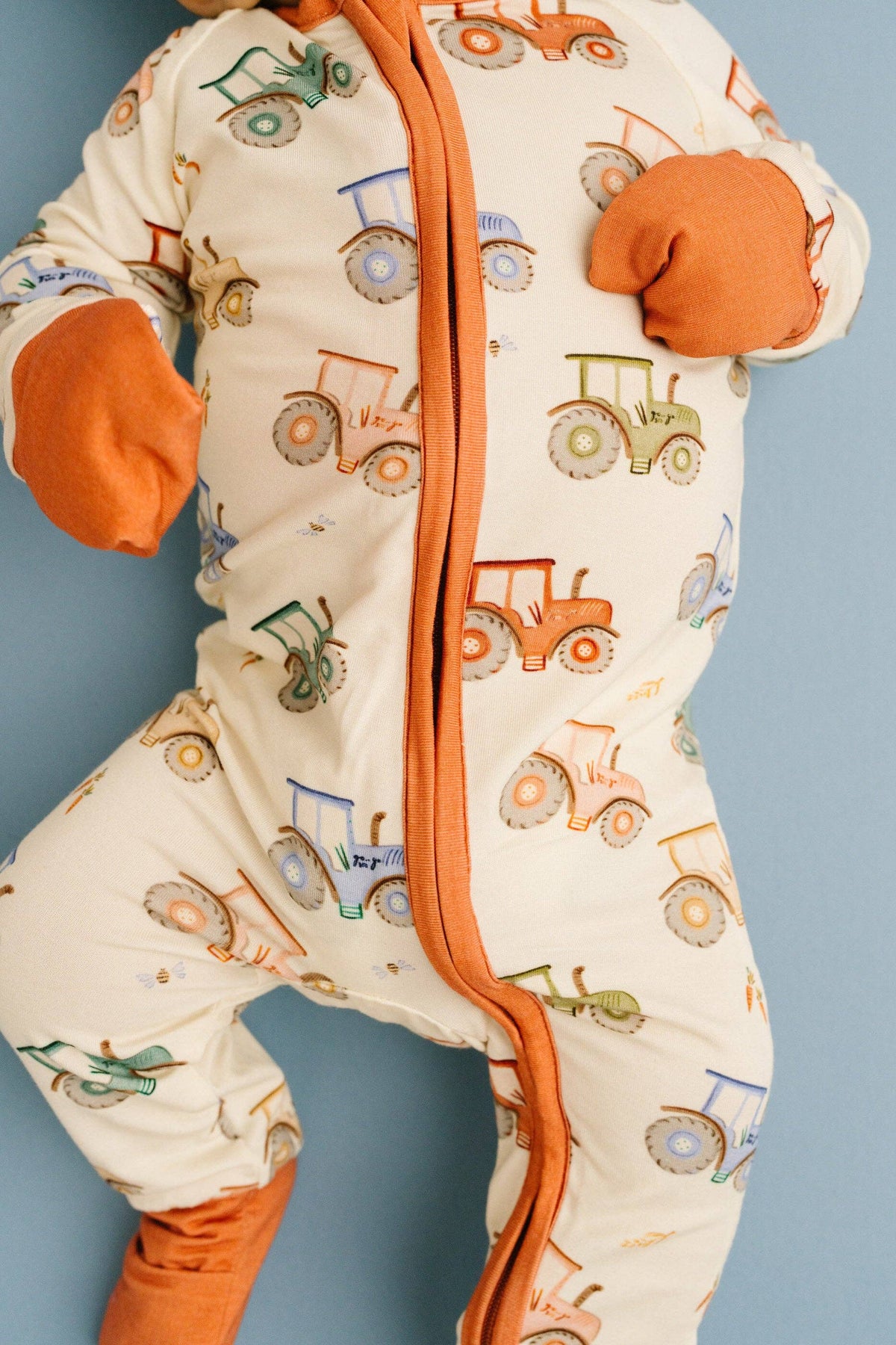 Bamboo Zippered L/S Convertible Romper - UNISEX Pumpkin Farm Tractor Ride