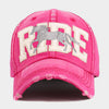 RIDE Horse Embroidered Vintage Distressed Baseball Cap: Hot Pink