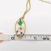 Genuine Pressed Flowers Geometric Stainless Steel Necklace, Daffodil, Fern, and Queen Anne's Lace