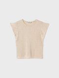 6019 Mayoral Tween/Teen Girls Flutter Studded Soft Tshirt - Almond