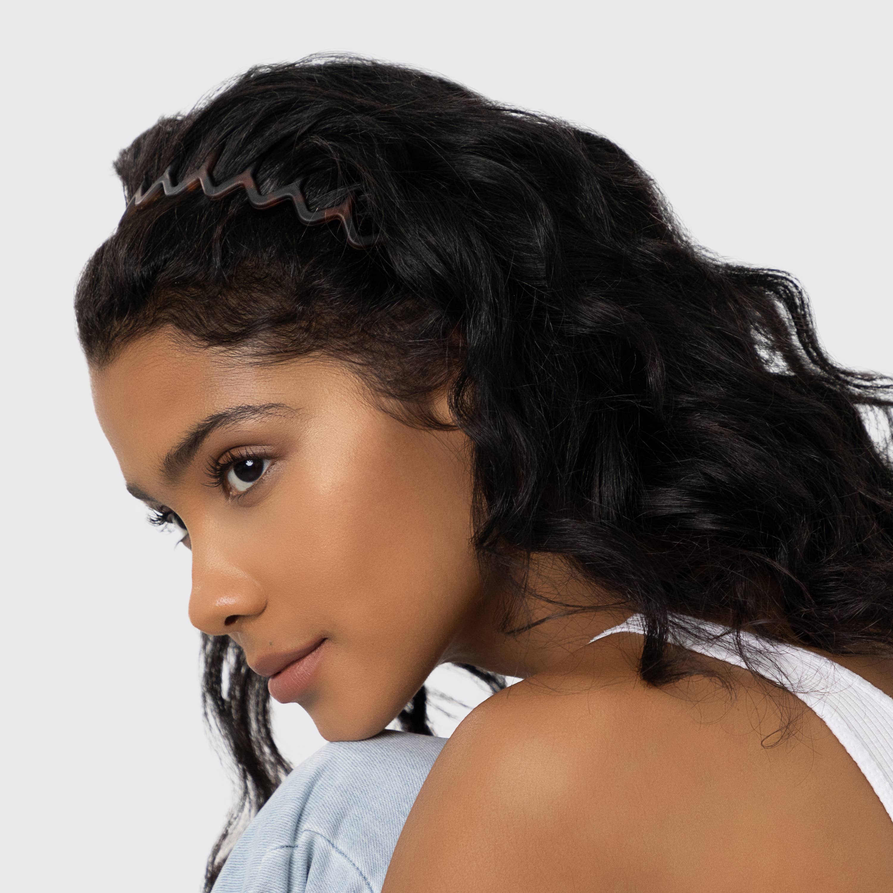 Kitsch Recycled Plastic Non-Slip Zig Zag Headband 2pc - Black & Tortoise