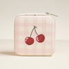 Leatherette Travel Square Jewelry Box - Cherry and Checker Pattern