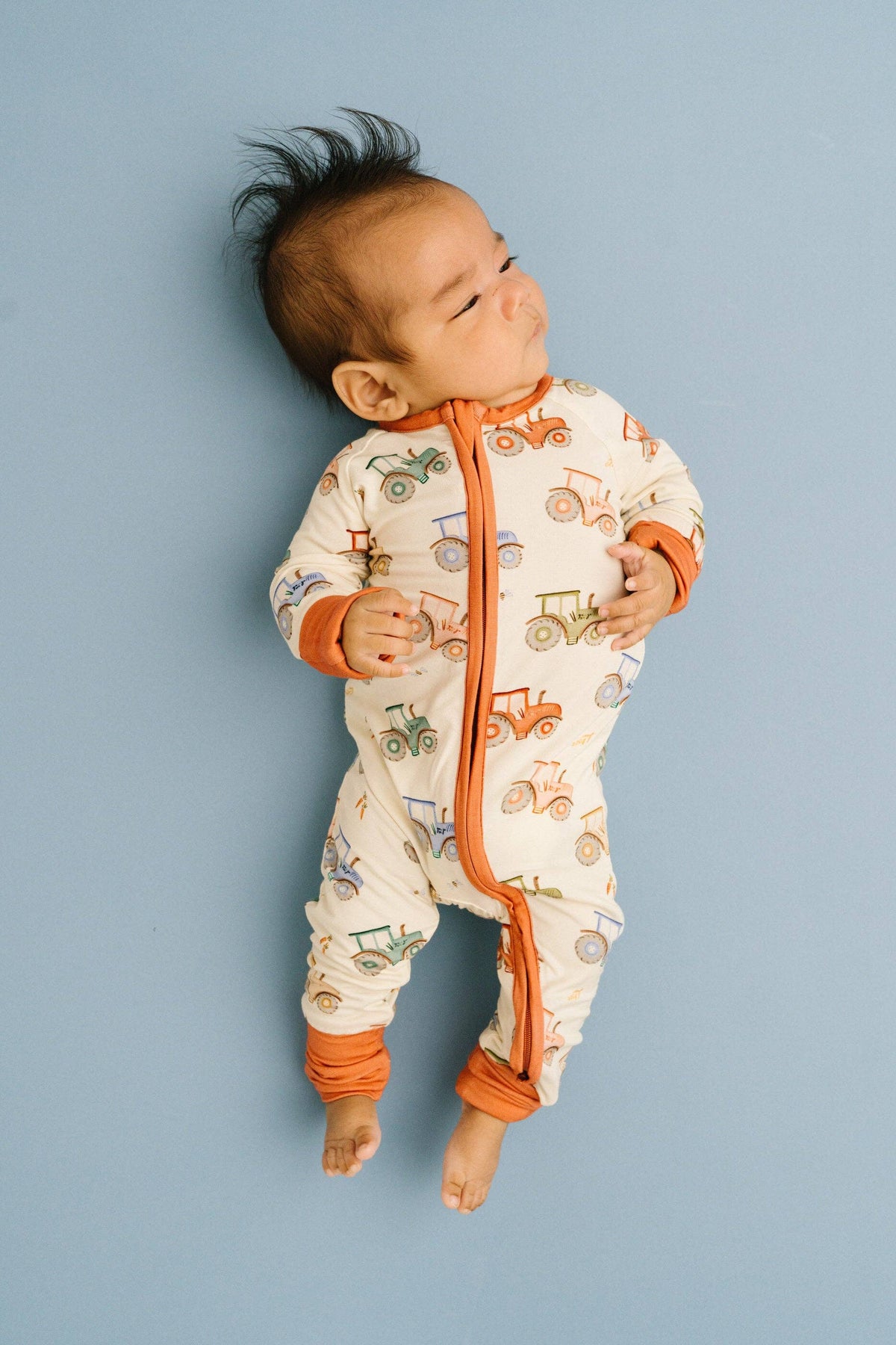 Bamboo Zippered L/S Convertible Romper - UNISEX Pumpkin Farm Tractor Ride