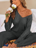 V-Neck Long Sleeve Top and Pants Set