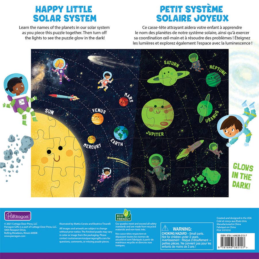 Games and Puzzles - Happy Little Solar System Glow-in-the-Dark Kids Puzzle
