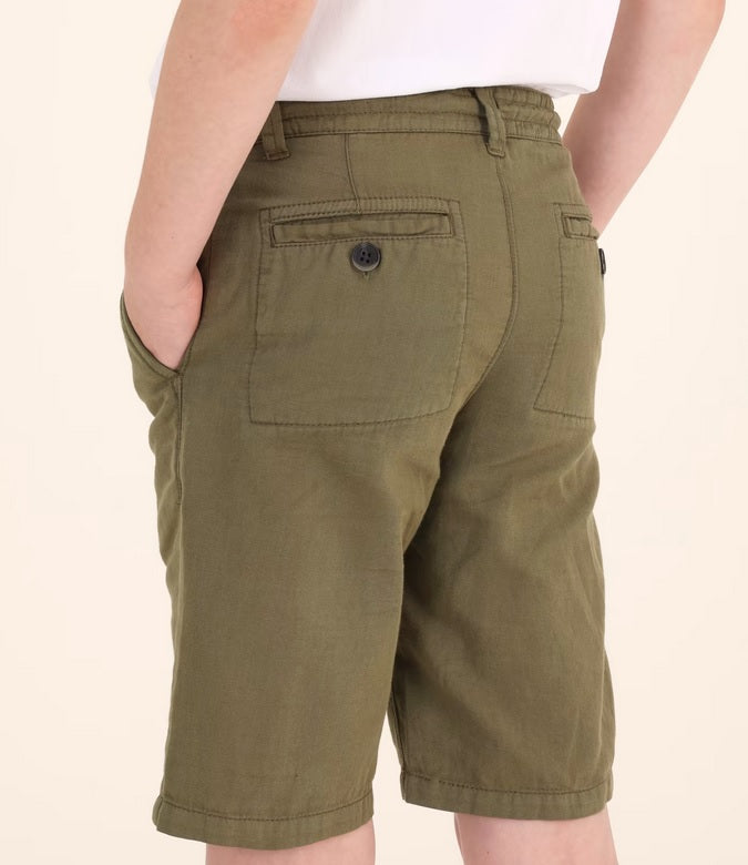 6249 Mayoral Teen Boys Soft Cotton Drawstring Bermuda Shorts, Olive Green