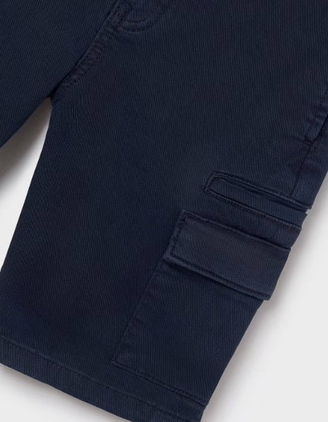 Mayoral tween boys cargo shorts, navy, detail
