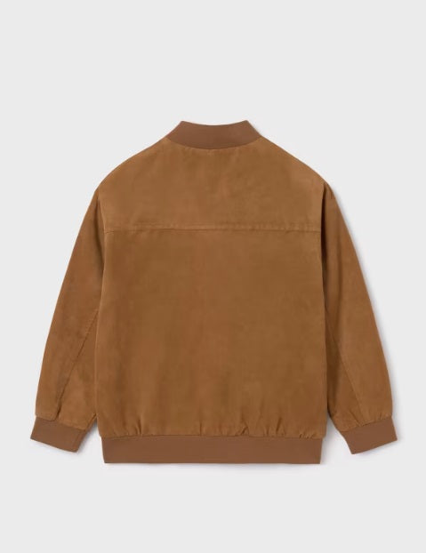 6471 Junior Boys Faux Suede Bomber Jacket - Caramel