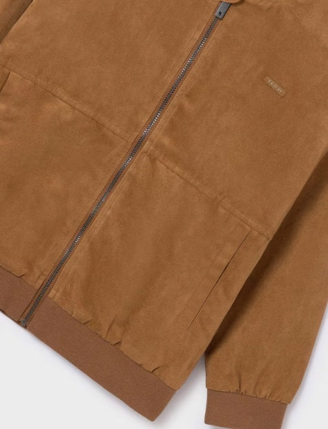 6471 Junior Boys Faux Suede Bomber Jacket - Caramel
