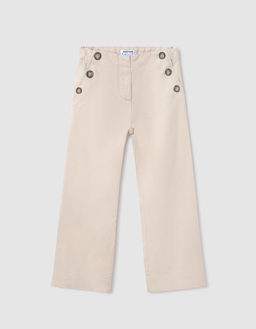 6501 Mayoral Tween/Teen Girls Sailor Top Culottes Cropped Pants - Natural Stone