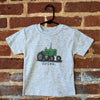 Barefoot Graphic Print S/S TShirt, Heather Grey, Green Tractor, "Drive"