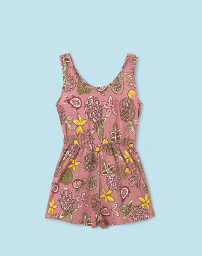 Mayoral tween girls sustainable printed romper, pineapple rose floral, view 2