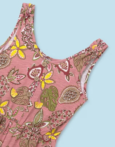 Mayoral tween girls sustainable printed romper, pineapple rose floral, view 3