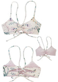 Tween/Teen Reversible Eco-friendly Sustainable Swim Bralette - Isla Corsica Natural Floral/Lt Lavender