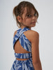 6962 Mayoral Tween/Teen Girls Criss Cross Back Leaf Motif Maxi Sun Dress - Cobalt Blue