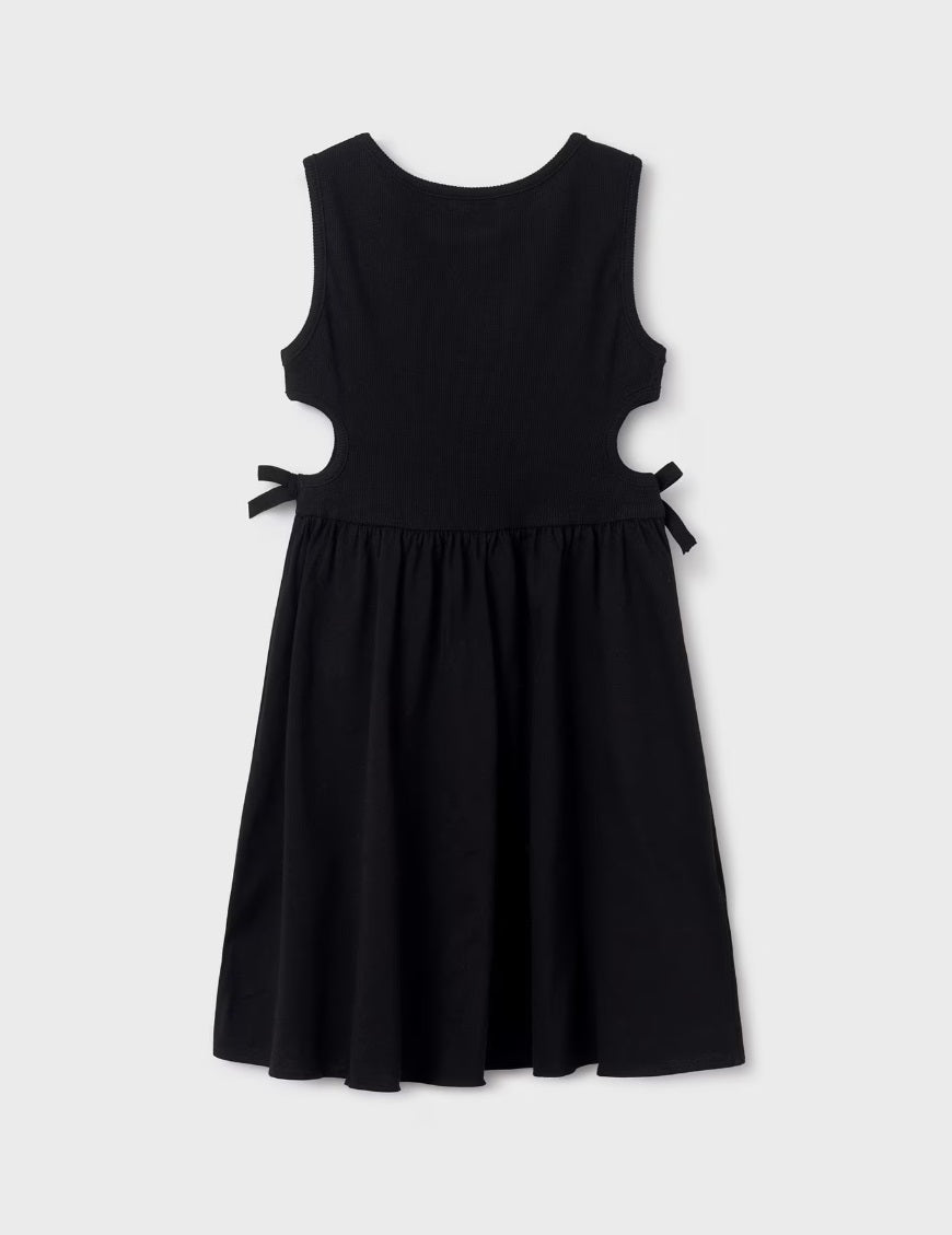 Mayoral tween girls cutout cotton sun dress, black, back view