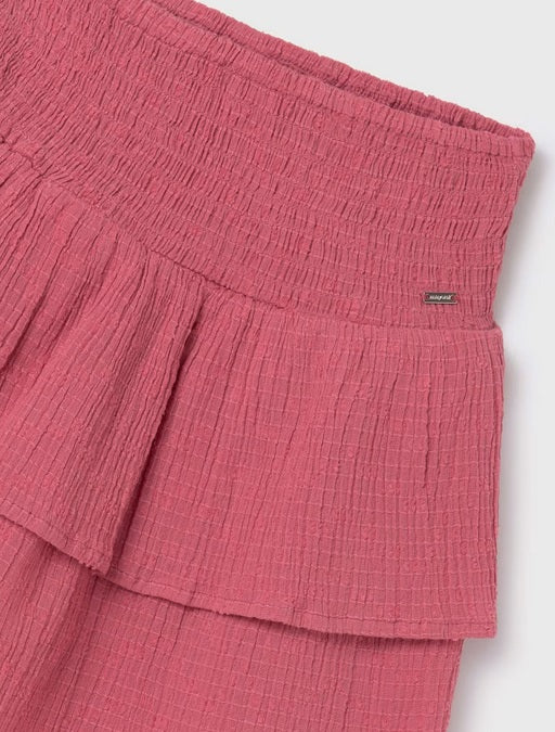 Mayoral tween girls sustainable cotton tiered skirt, watermelon blush, view 3