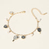 Pickleball - Lets Play Enamel Pickleball Pearl Charm Bracelet, Gold, Black and White