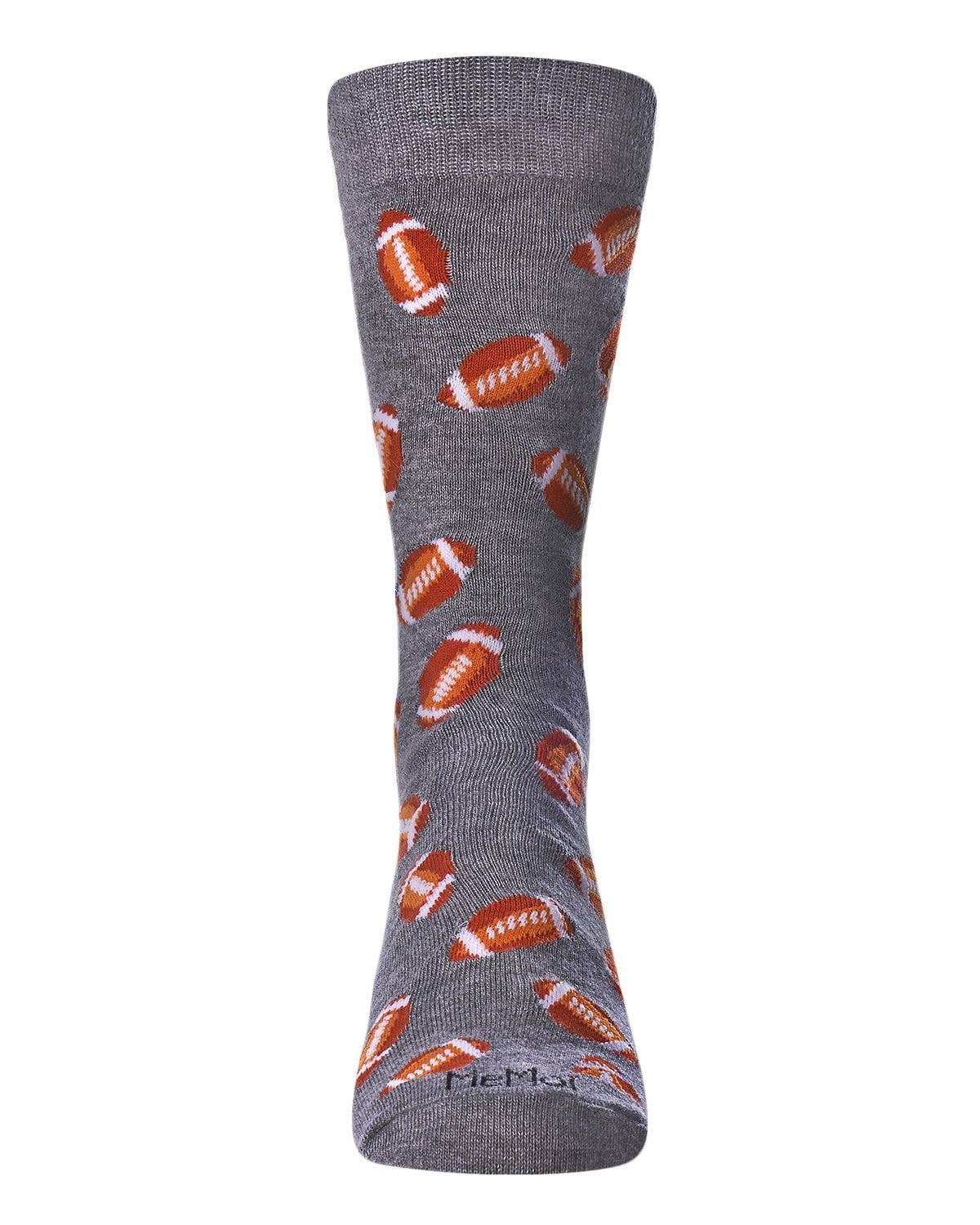 Men's Bamboo Crew Socks - Football, Medium Gray Heather, O/S 10-13