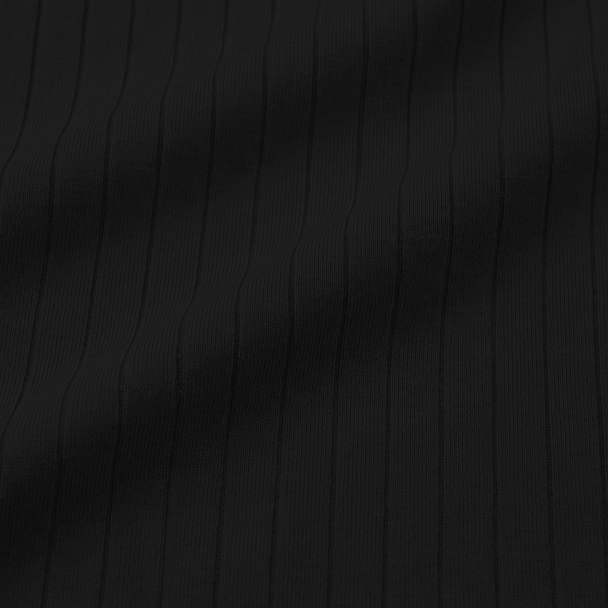Black ribbed modal pajama set, shirred rib knit fabric close up