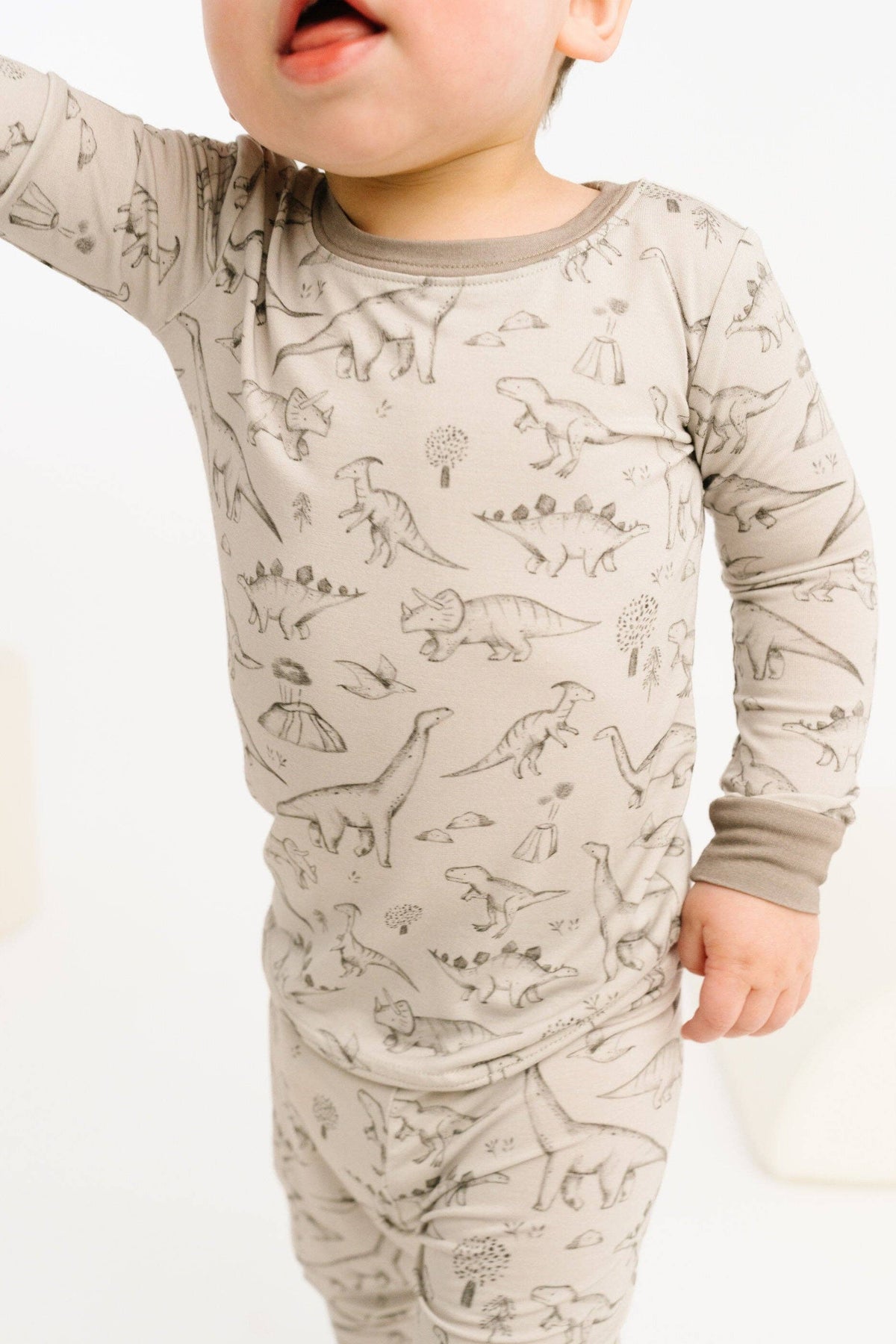 Bamboo 2PC L/S Kids PJs - Dino Doodles Grey