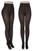 Faux Fur Lined Footed Tights - Black/Nude