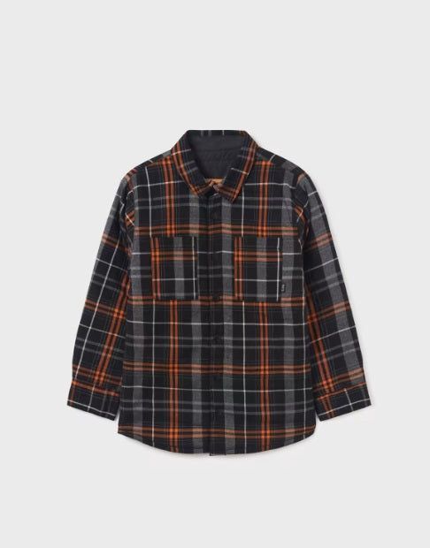 Mayoral reversible padded shacket, black & charcoal pumpkin, view 2