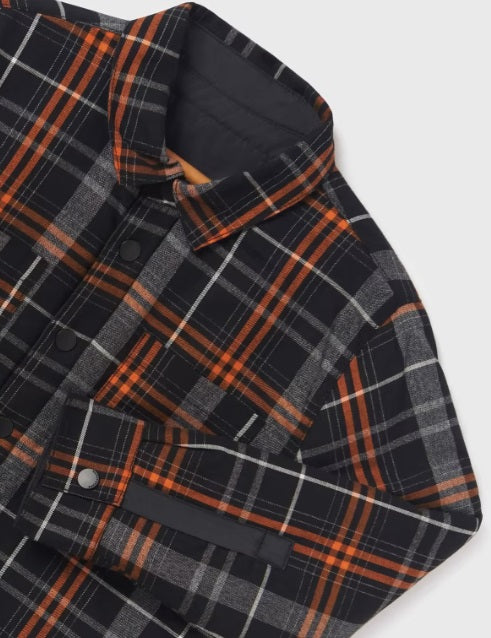 Mayoral reversible padded shacket, black & charcoal pumpkin, view 4