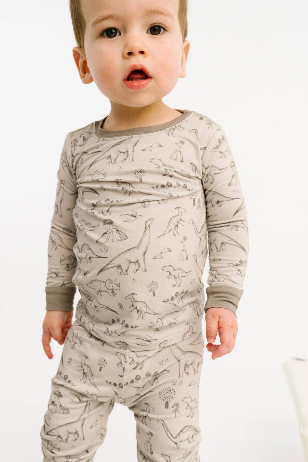 Bamboo 2PC L/S Kids PJs - Dino Doodles Grey