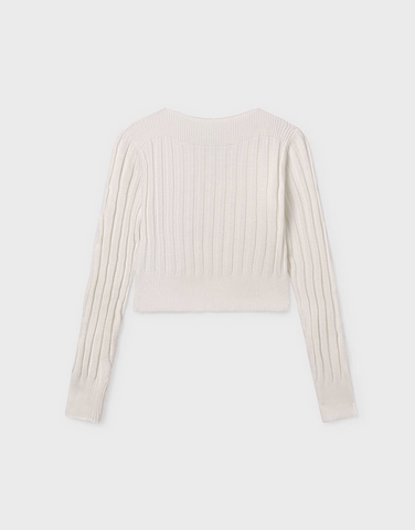 7313 Teen/Tween Girls L/S Ribbed Knit Canale Sweater - Natural White